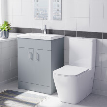Nes Home 600mm Matte Grey Basin Vanity & Rimless Square Close Coupled Toilet