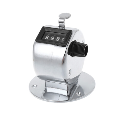Tally Counters Manual Clicker 4 Digit Number Hand Held-Silver