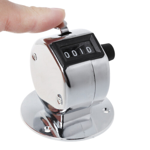 Tally Counters Manual Clicker 4 Digit Number Hand Held-Silver 1