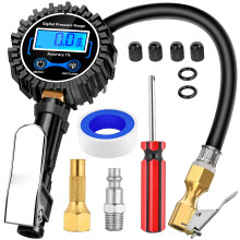 Nilight - 50057A Digitale Bandenpomp met Drukmeter 250 PSI Luchtslang en Snelle Aansluiting