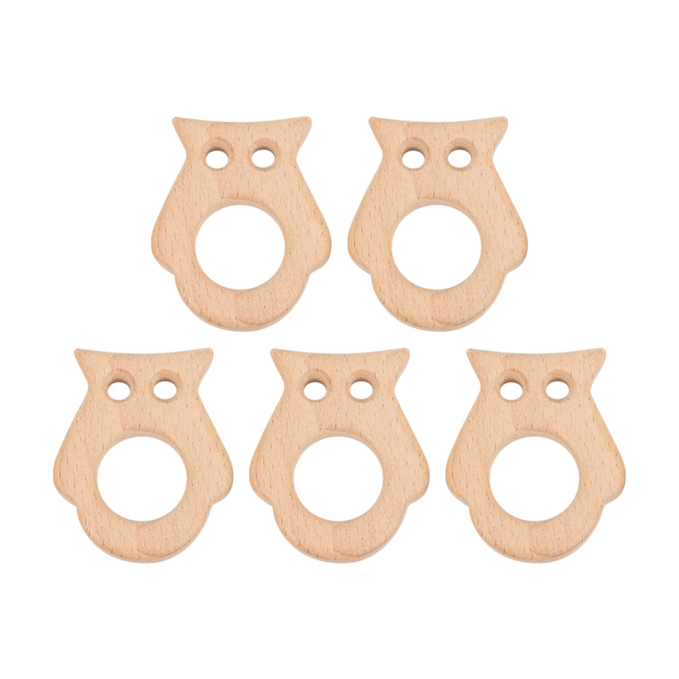 5Pcs Baby Wooden Teether Beech Safe NonToxic