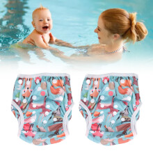 2 Pcs Baby Swim Diaper Breathable Leak-Proof Reusable Toddler Swimming Pants 0-2Y