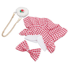 Ensemble de vêtements avec nœud pour poupée de 20 cm, sac rouge fraise