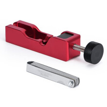 Universal Spark Plug Gap Tool with 32 Steel Feeler Gauge Blades for 10mm 12mm 14mm 16mm Spark Plugs - Red