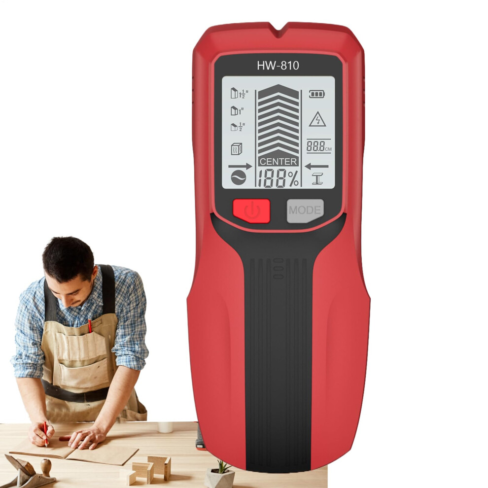 Wall Scanner Handheld Multifunctional Wood Stud Finder With Lcd Display Metal Tester For Masonry Drywall Tiling Carpentry Red 6447073542459