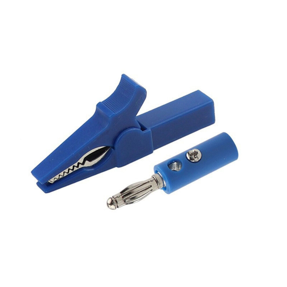 55Mm Spring Clip 4Mm Banana Plug Test Probes, Full Insulated Handle, Blue Battery Test Clamp For Electrical Testing 6447073542916