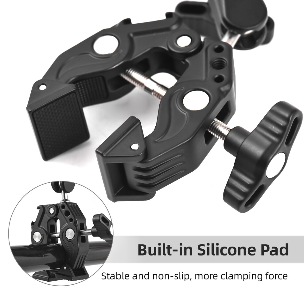 Super Clamp Mount Double Camera Clamp With Dual Ball Heads, 1.5Kg Load Light 9391348024393