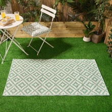 (Geometric - Sage, 120 x 170cm) OHS Outdoor Waterproof Garden Rug Large Floor Patio Deck Round Rectangle Foldable Porch Poolside Balcony Tiles Stripe Leaf Geometric Tropica