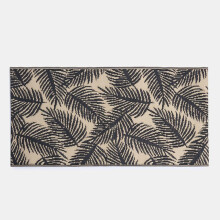 (Monochrome - Leaf, 170cm Diameter) OHS Outdoor Waterproof Garden Rug Large Floor Patio Deck Round Rectangle Foldable Porch Poolside Balcony Tiles Stripe Leaf Geometric Tropica