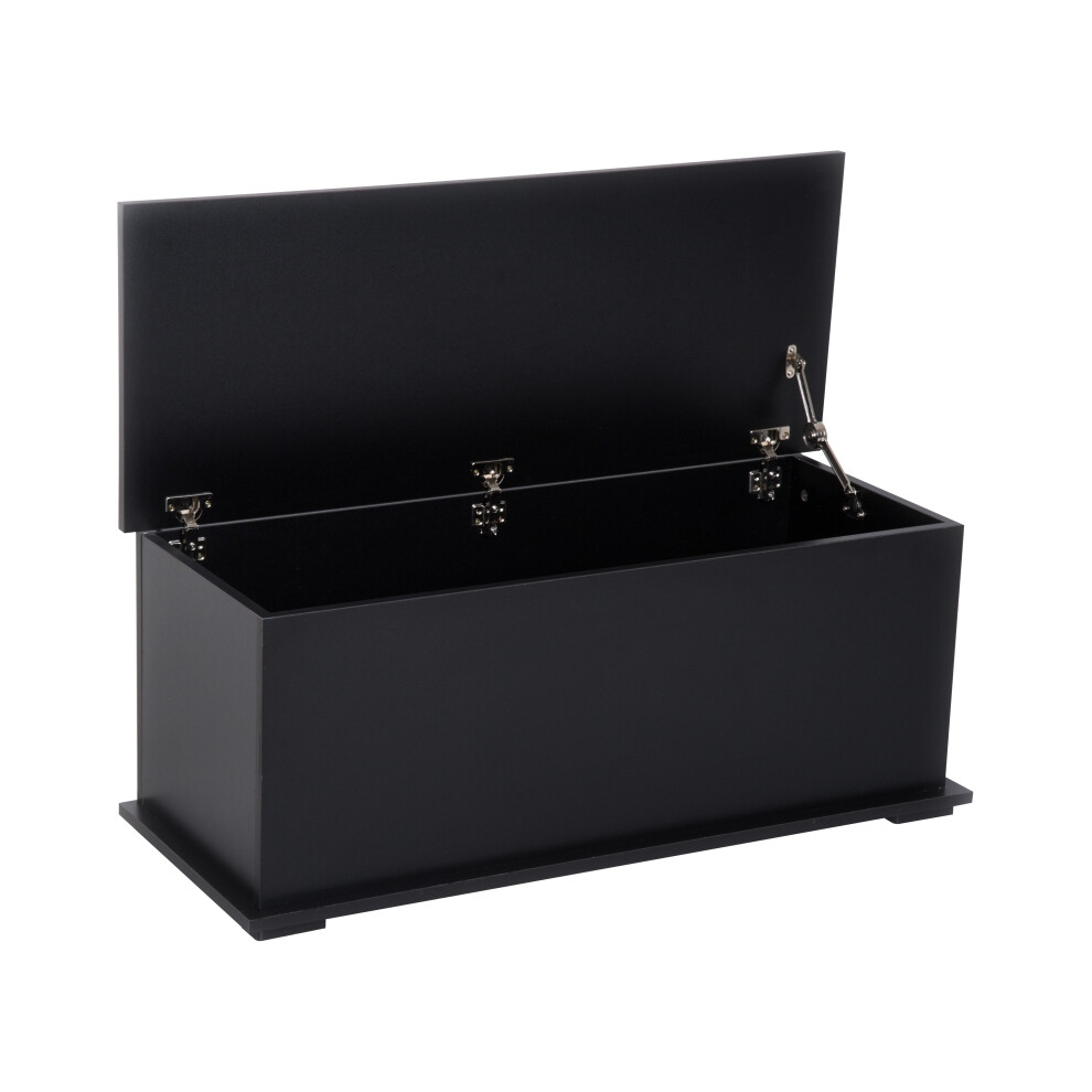 Black 113L Storage Box with Flip-Top & Safety Hinges Multi-purpose Storage Trunk for Living Room & Entryway 100x40x40cm-image-OPC-PKDKRNV-NEW