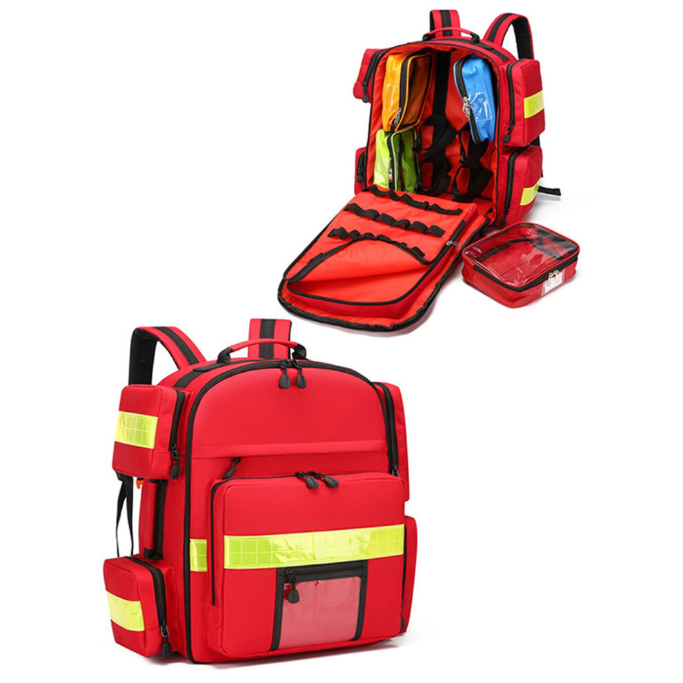 Red First Responder Trauma Bag, Empty Emergency Backpack For Emt And Ems, First Aid Backpack For Home Health Care