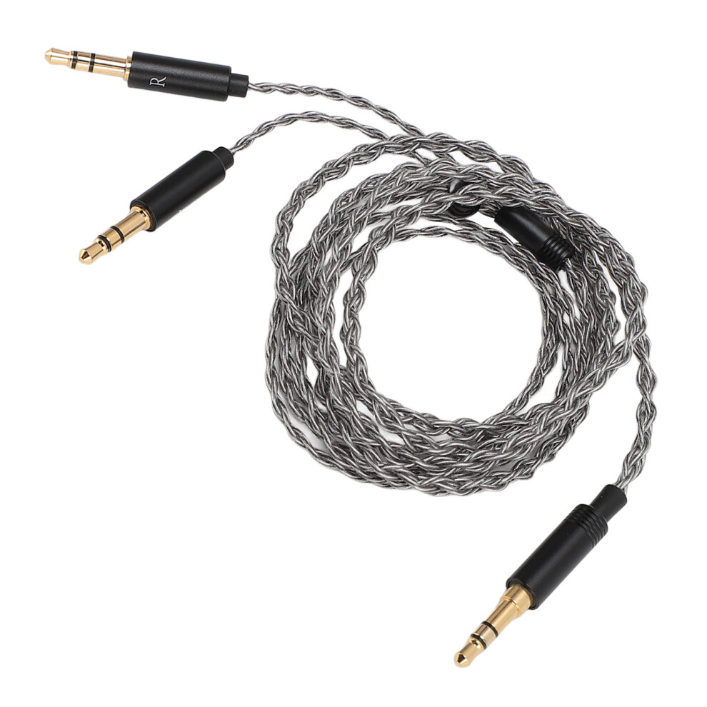 3.5Mm To Dual 3.5Mm Cable 3.9Ft For T1 Ii T5 Headphones Silver 8141348040388