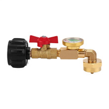 Propane Filler Adapter 1 LB with Gauge and Valve, 90 Degree Elbow Refill Adapter for 1 lb Tanks, Compatible for Parties and Holidays