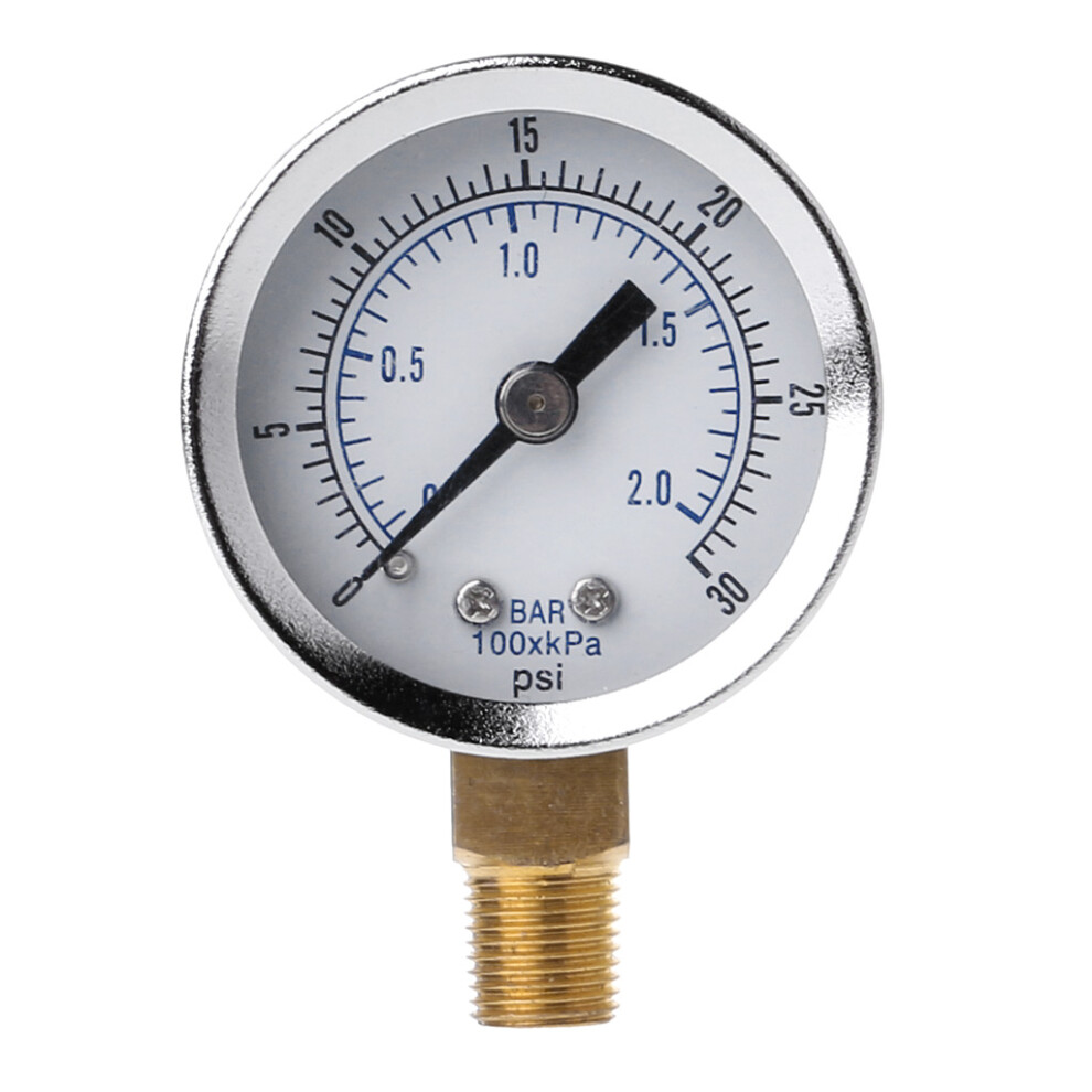 Utility Pressure Gauge 0-30Psi 0-2Bar Low Pressure-White 7754000114535