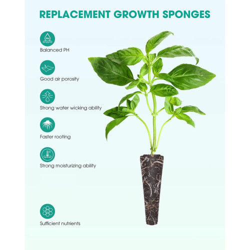 50 Pack Grow Sponges, Seed Pods Replacement Root , Refill 2