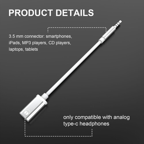 Kabel audio 3,5 mm męski na typ C żeński, B 1