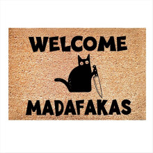 Dark Cat Welcome Madafakas Wycieraczka z pełnym nadrukiem Zabawna wycieraczka