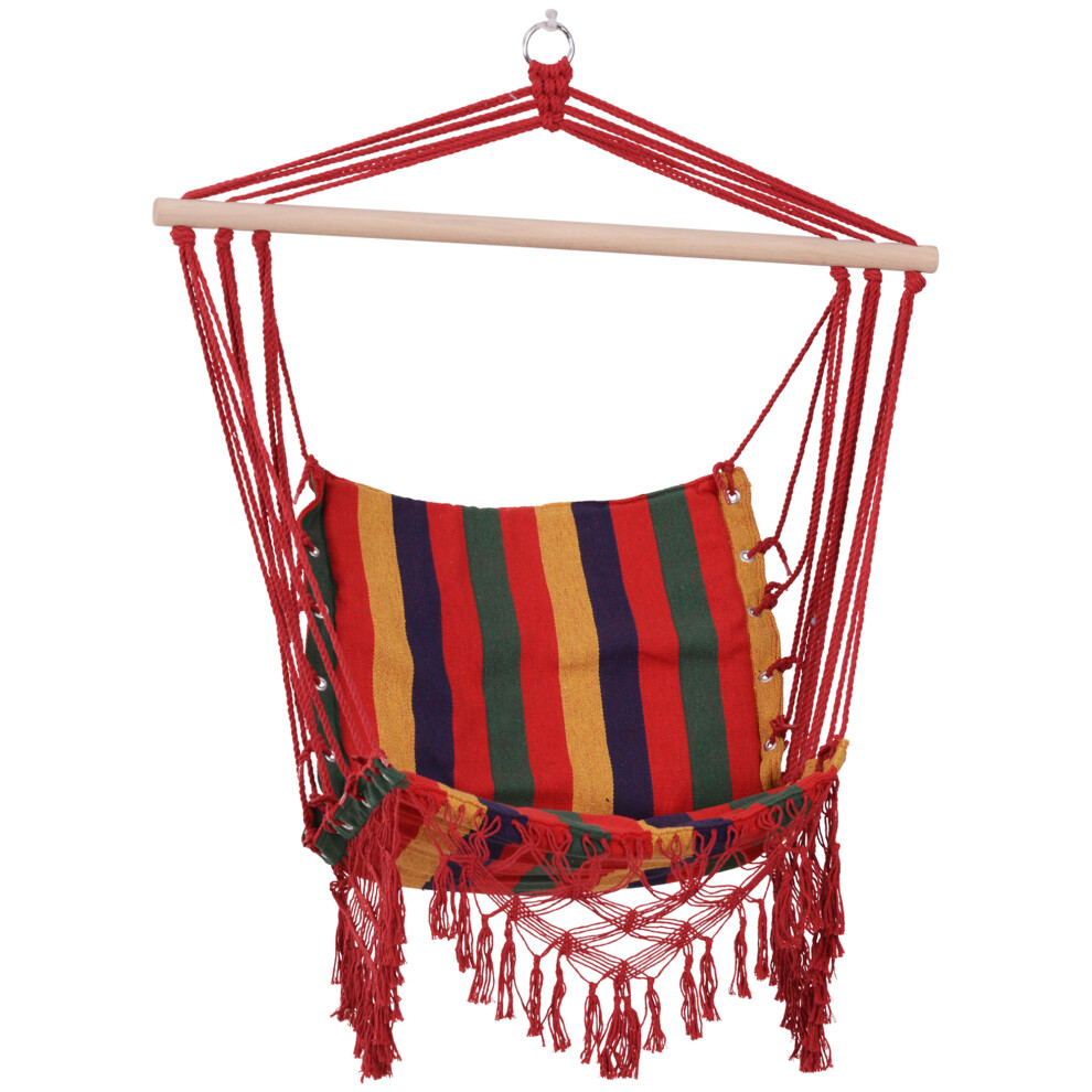 Outdoor Hanging Hammock Chair Swing with Colourful Striped Pattern Tree or Porch Hanging Seat Indoor and Garden Use-image-OPC-PKDM5S9-NEW
