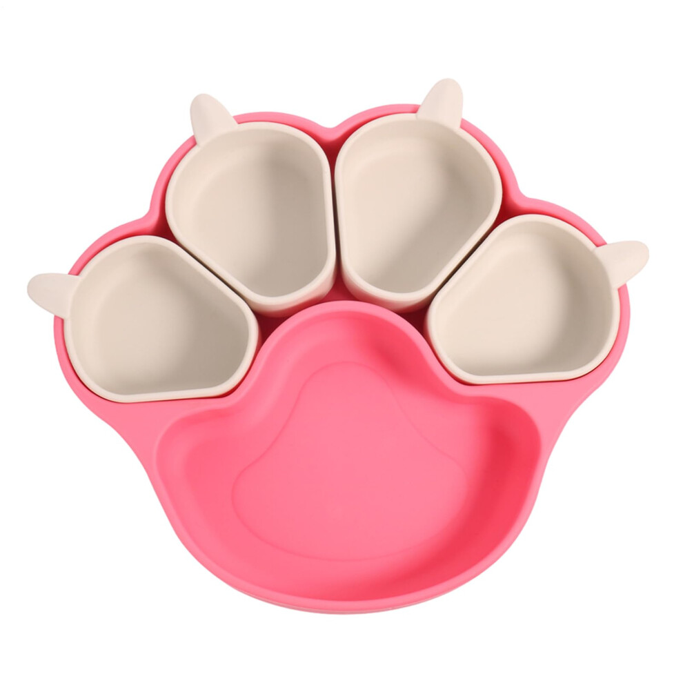Silicone Kids Plates - Cat Claw Design Baby Suction Plate, Divided Tableware For Dining, Color Dark/Pink