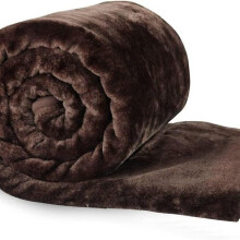 (Brown, Single 130x150 Cm ) Plain/Mink Throw Soft Cuddly Warm Bed Blanket Settee Washable De-Lavish