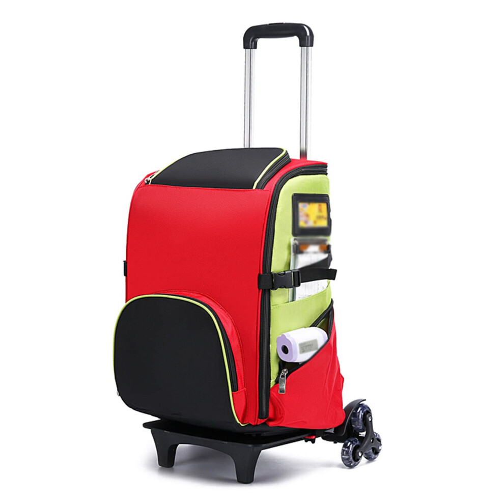 Red First Aid Kit Trolley Empty, First Responder Backpack For Emt, Ems, Police, Firefighters, Safety Officers