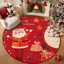 (Christmas 1, 80*80cm(crystal velvet)) Christmas crystal velvet floor mat for home use, easy to maintain, wear-resistant, soft and absorbent