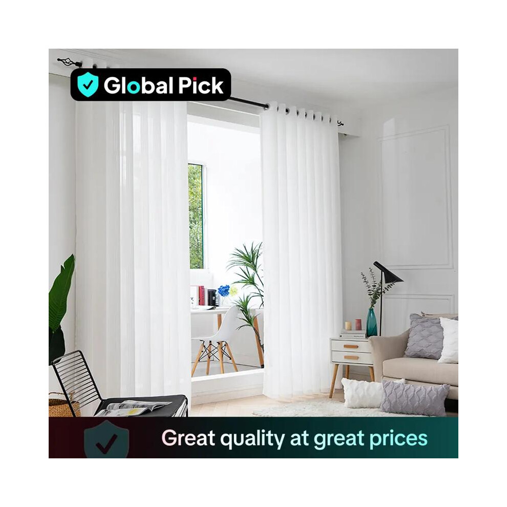 (White, 52inch*63inch) Solid Color Window Curtain, 2pcs Modern Window Screen, Home Decoration Curtain, Christmas Decor Window Drapes for Home Living R-image-OPC-PKDMHQZ-NEW