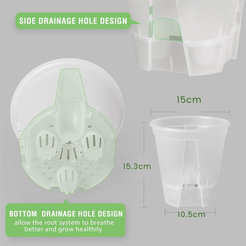6 Inch Transparent Self Watering , 5 Pack with Deep Reservior 1