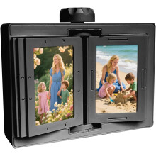 (Black) Desktop Photo Album with Flip Frames, 12 Pockets for 24 Photos, 2x3 Inch, Polaroid Fujifilm Compatible, Knob Change Feature