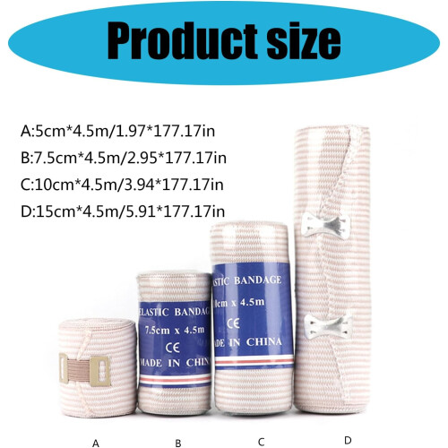 4Pcs Elastic Compression Bandage Wrap Roll for Ankle Wrist Arm Leg Sprains - Athletic Support Tape, Adjustable Size 2