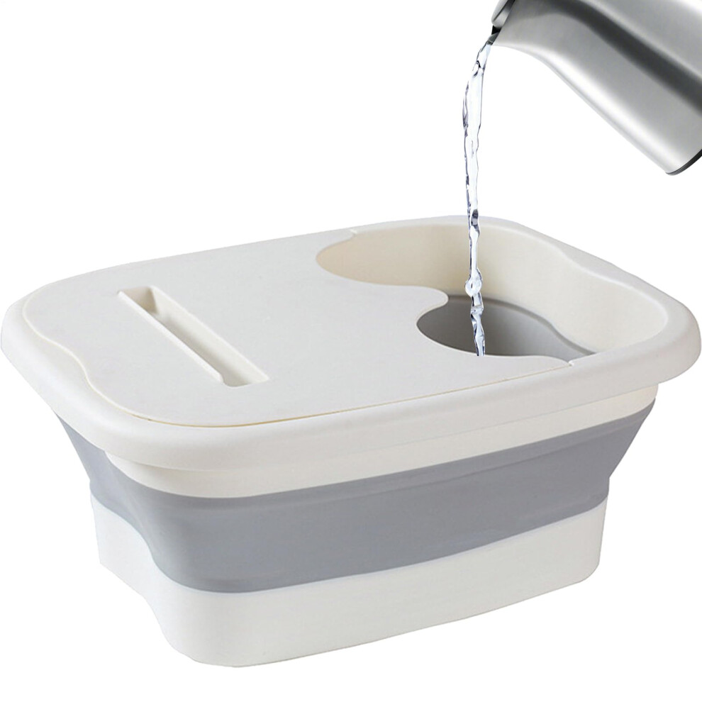 Folding Foot Bathtub Foot Spa Massager Portable Rinse Tub for Women Kids Men Seniors Gray 2023 Model