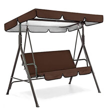 Outdoor Swing Canopy Replacement Cover 142x120x18cm - Waterproof Brown Hammock Top Cover for Patio Garden Seat Chair