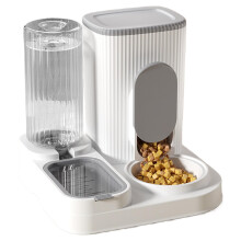 Automatic Dog Feeder with Cat Food Dispenser and Waterer, 2-in-1 Large Capacity Pet Feeding Station for Small Medium Large Breeds, Gray