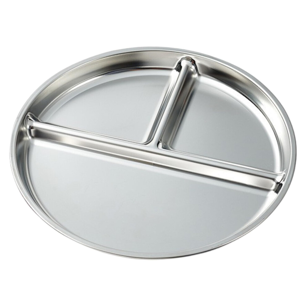 Stainless Steel Kids Plates with 3 Compartments, Non-Toxic Divided Suction Food Tray for Home, School & Camping
