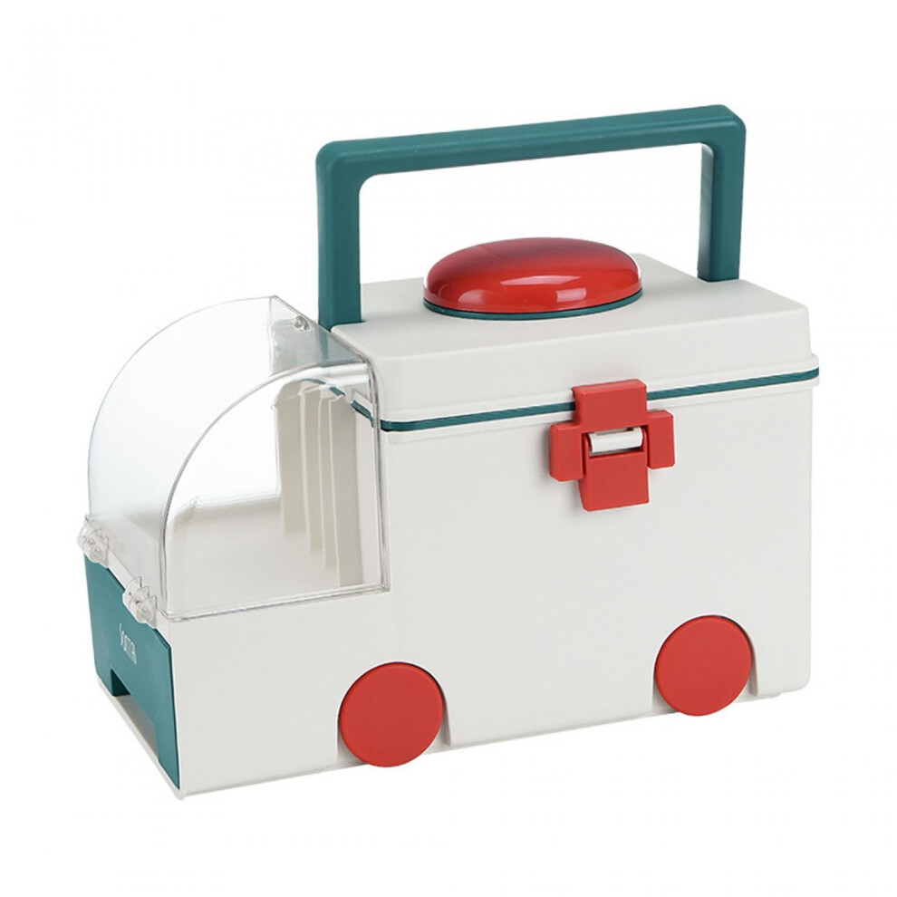 Green Family First Aid Box, Travel Emergency Case, Portable Handle Multipurpose Storage Organizer