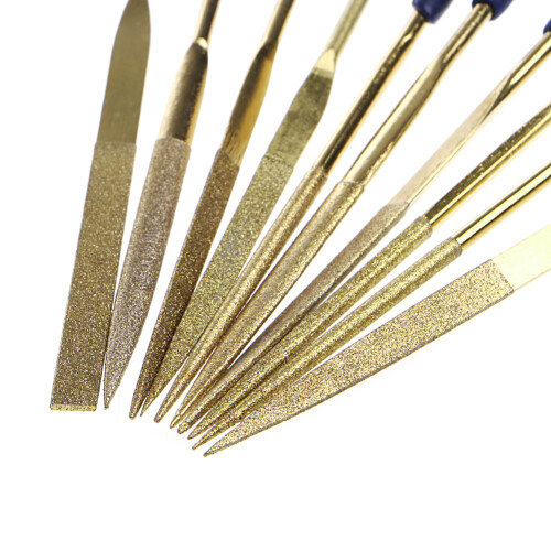 New 10Pcs for Titanium Diamond Coating Needle Flat-Blue 140mm 2
