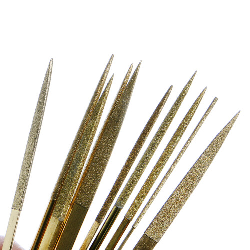New 10Pcs for Titanium Diamond Coating Needle Flat-Blue 140mm 1