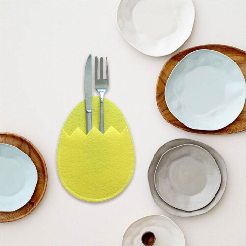 Pack of 6 Easter Eggs Utensils Holders Handmade Fabric Cutlery 1