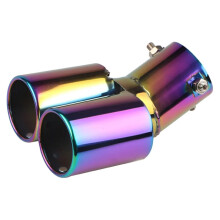 Vehicle Exhaust Pipes Dual Outlet Stainless Steel Slant Rolled Exhaust Tip Universal Car Muffler Accessory Purple Bend