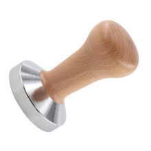 Tamper para café de 51 mm, base plana, haya natural y metal