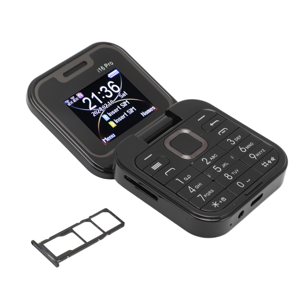 16Gb I16pro Dual Screen Flip Phone Dual Sim For Seniors 2G Black 6901348167490