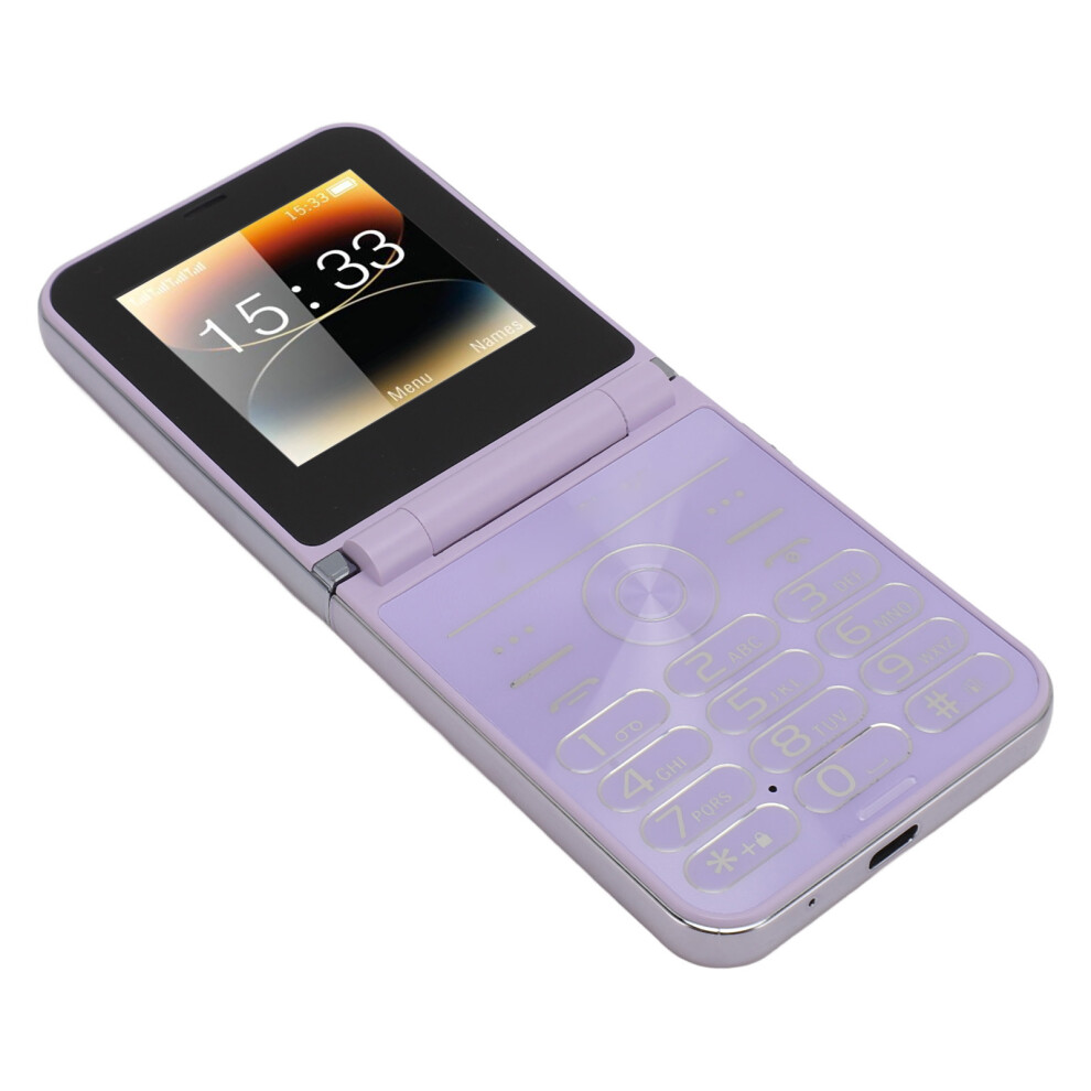 Elderly Flip Phone 2G 2.6In Big Button Led 1400Mah 4-Sim Purple 6911348168892