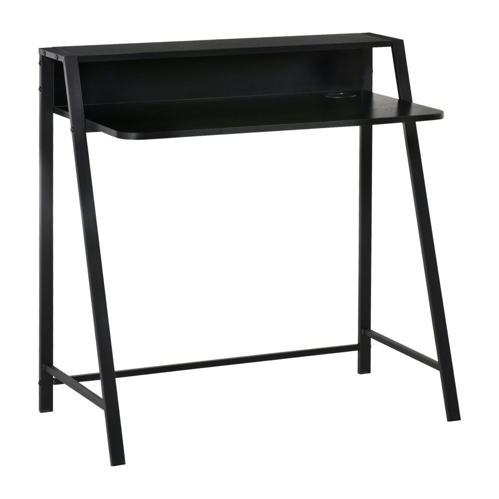 Workstation Desk with Storage Shelf Black 84L x 45W cm for Home Office PC Laptop Space-Saving Design-image-OPC-PKDN95Z-NEW