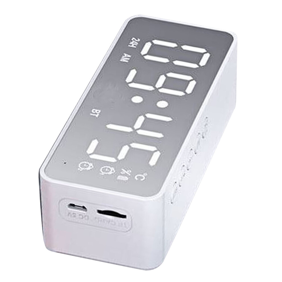 Bluetooth Speaker Alarm Clock With Mirror Surface, 3W, 118X35x48mm White 8431348176409