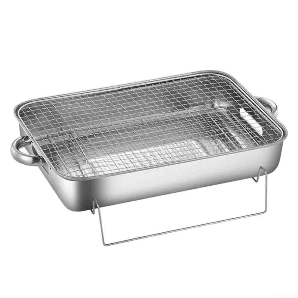 Charcoal Barbecue Grill Portable Camping BBQ Grill With Adjustable Airflow Roasting Pan And Mesh Cooking Rack-image-OPC-PKDNBWH-NEW