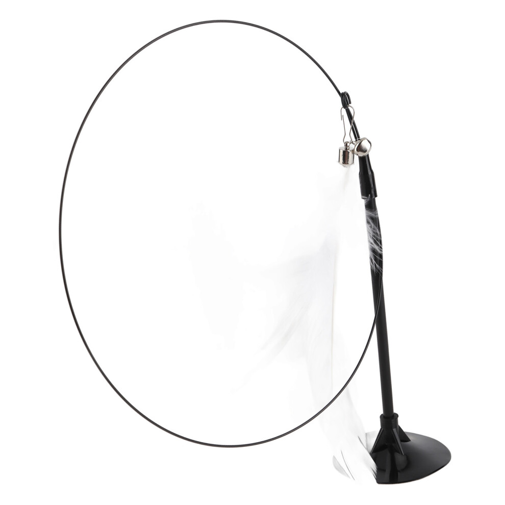 Bite-Resistant Cat Teaser Wand with Suction Cup & White Feather Toy