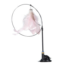 Bâton leurre pour chat plume rose cloche ventouse