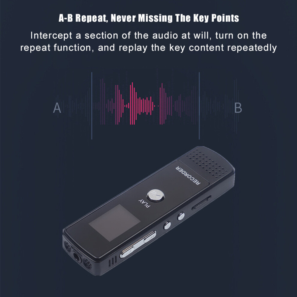 Portable Voice Recorder 8Gb/16Gb/32Gb Compact & Voice Activated Black 4951348190280