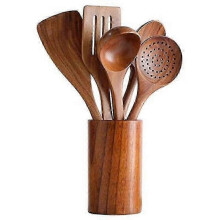 Wooden Spoons for Cooking Teak Wooden Utensils Set Wood Spatula for Nonstick Cookware Kitchen Utensils Set