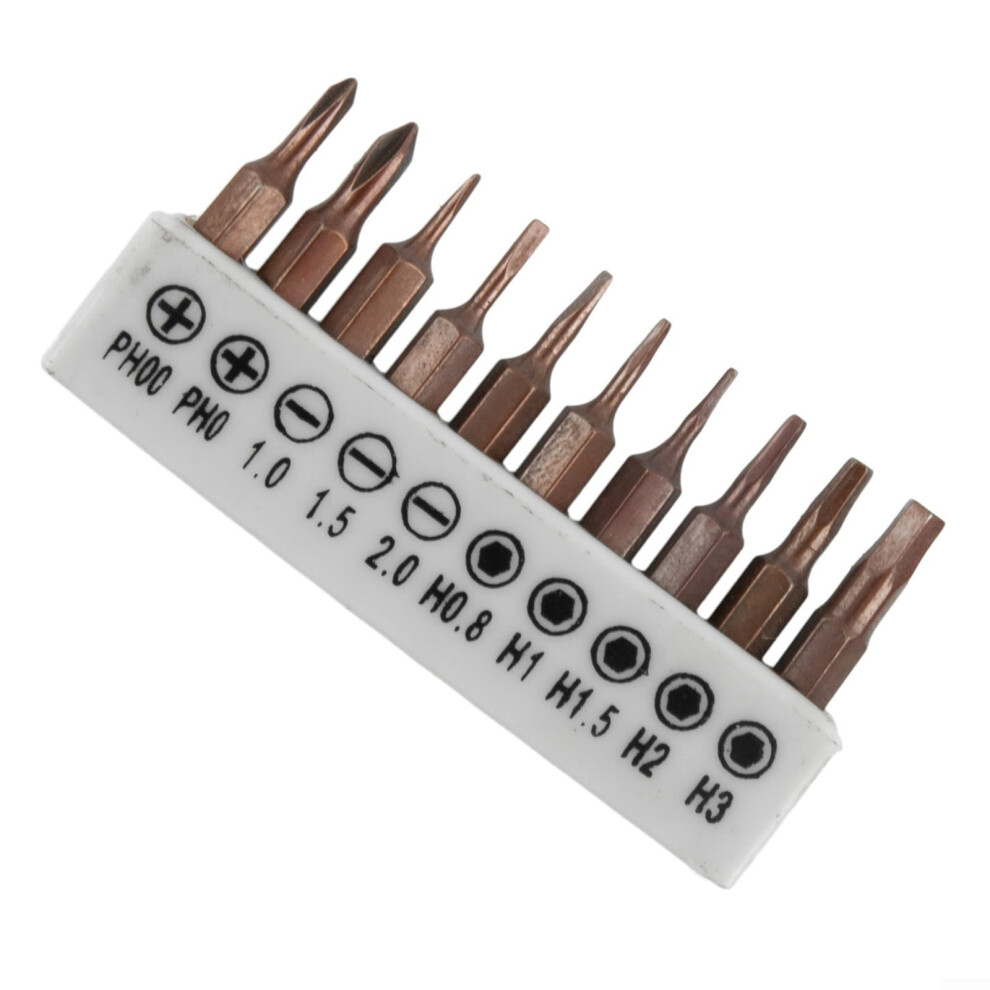 Multi Type 10Pcs Screwdriver Bit Set With 4Mm Hex Shank Slotted Sl1.5 Sl2.0 Ph00 Ph0 Hex H0.8 H1.5 H3.0 9084446814347